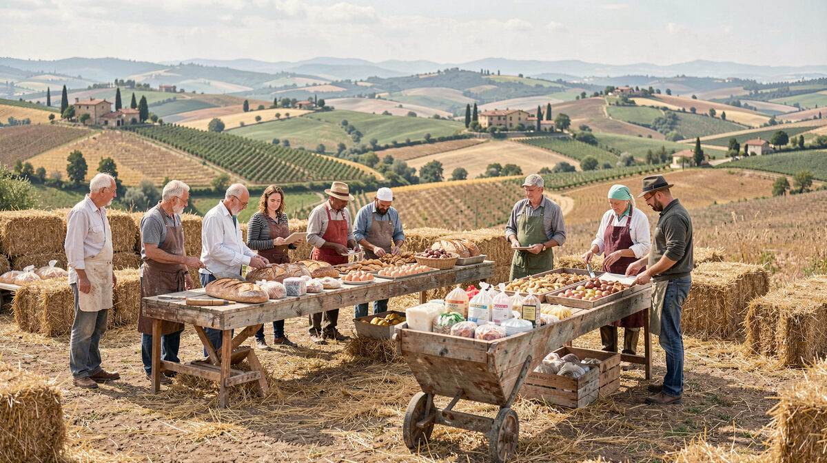 Spighe di grano e pane al sole calante: la campagna umbra che ispira questa rivista